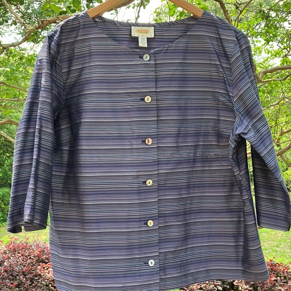 Talbots Vintage silk lightweight jacket blouse shacket 3/4 sleeves